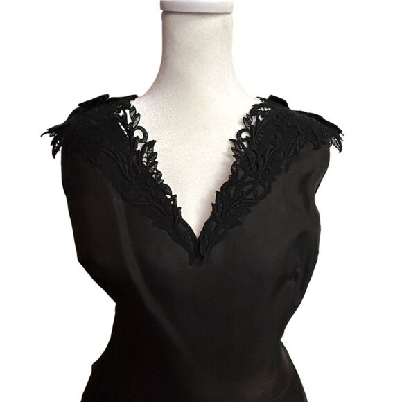 Elinor Gay Original Rare 1950's Organza Cocktail Formal Black Dress Size M - Picture 2 of 11